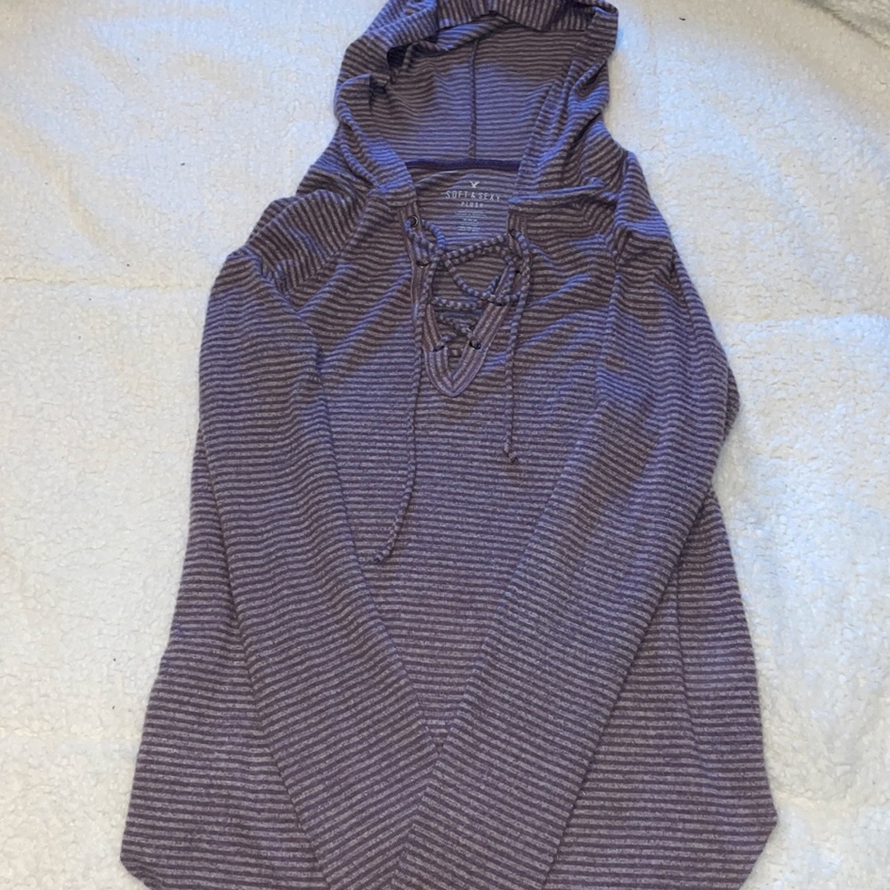 Long Sleeve Stripped Shirt- Purple